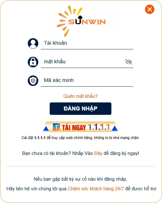 Đăng nhập sunwin